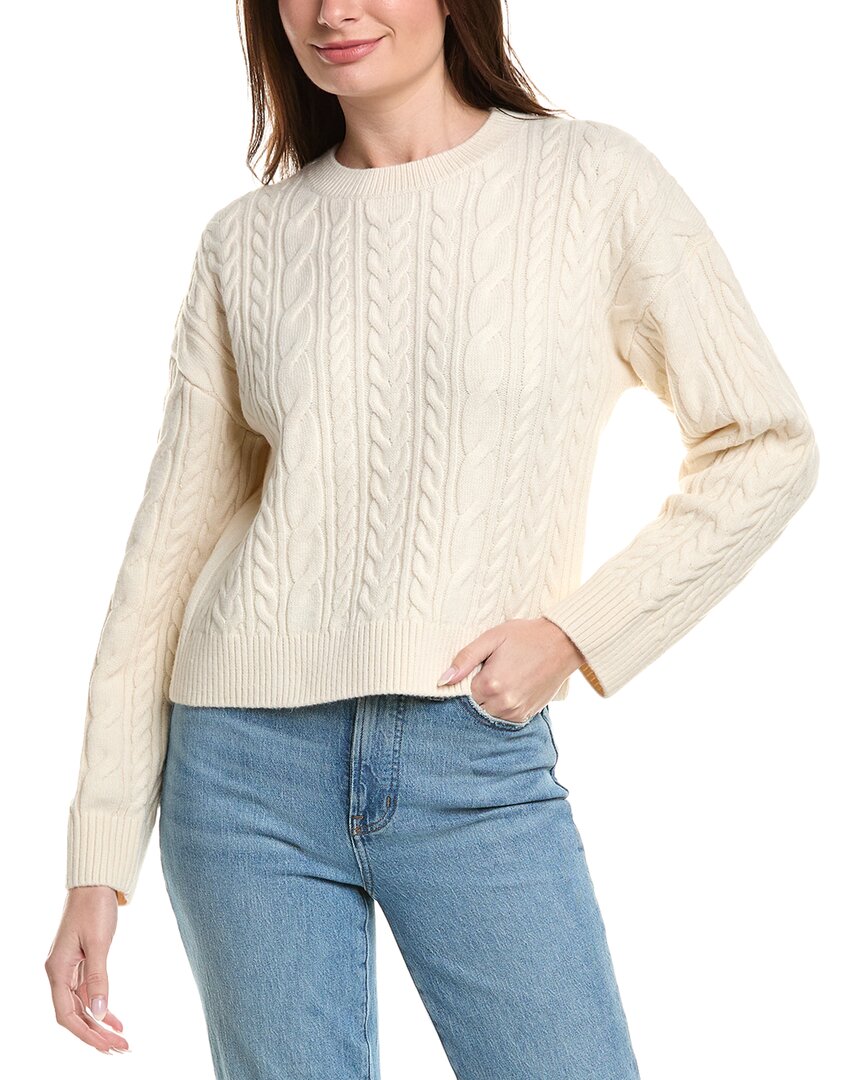 English Factory Crewneck Cable Wool-blend Sweater In White