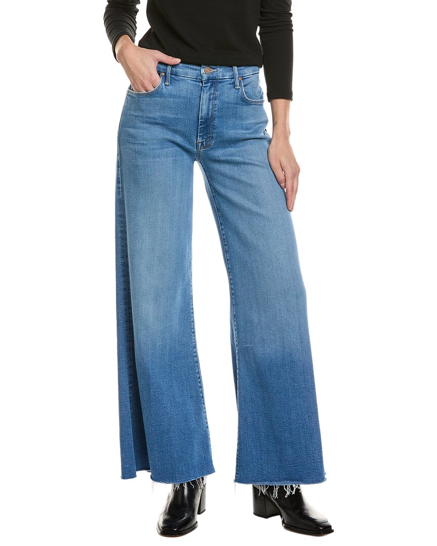 Mother The Roller Fray High-rise Work Hard Play Hard Wide Leg Jean In Blue
