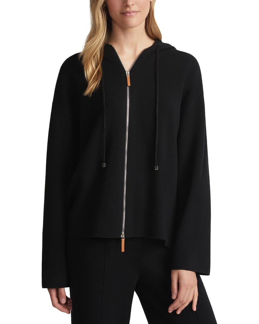 Lafayette 148 New York Double Knit Zip Front Hoodie In Black