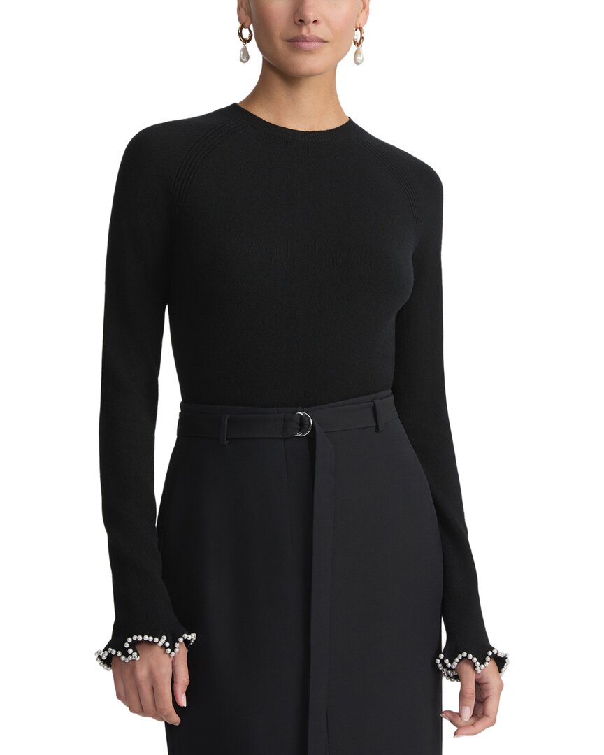 Lafayette 148 New York Petite Hand-beaded Sweater In Black