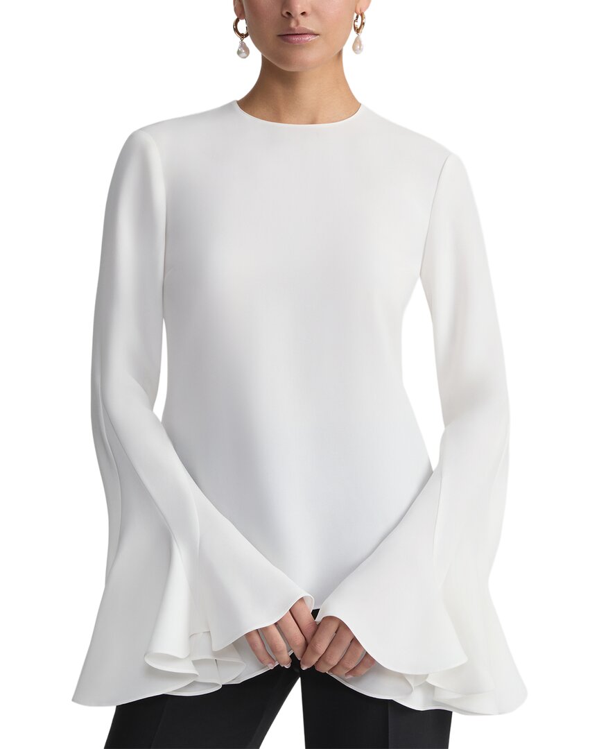 Lafayette 148 New York Godet Sleeve Blouse In White