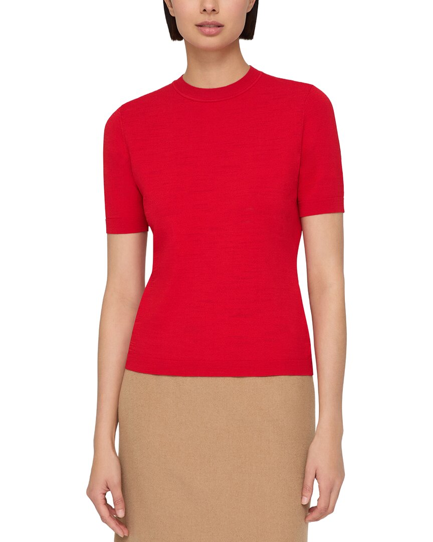 Lafayette 148 New York Short Sleeve Sweater In Red