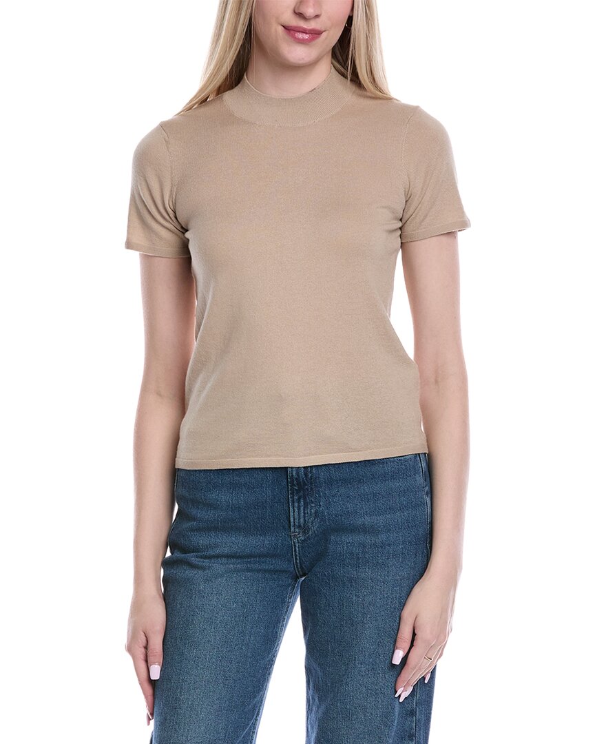 7 For All Mankind Mock Neck Wool-blend Sweater In Nude