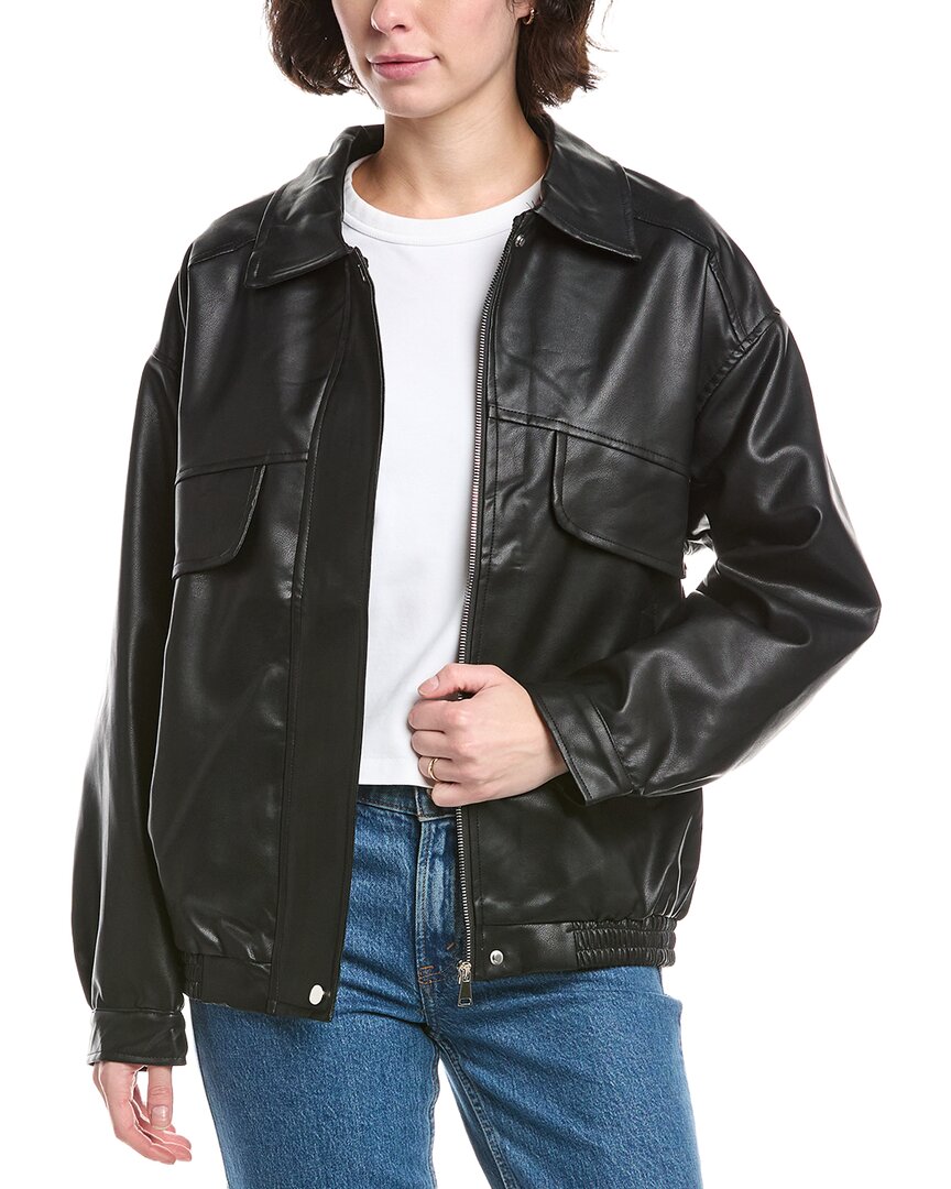 Lyra & Co Vegan Leather Jacket In Black