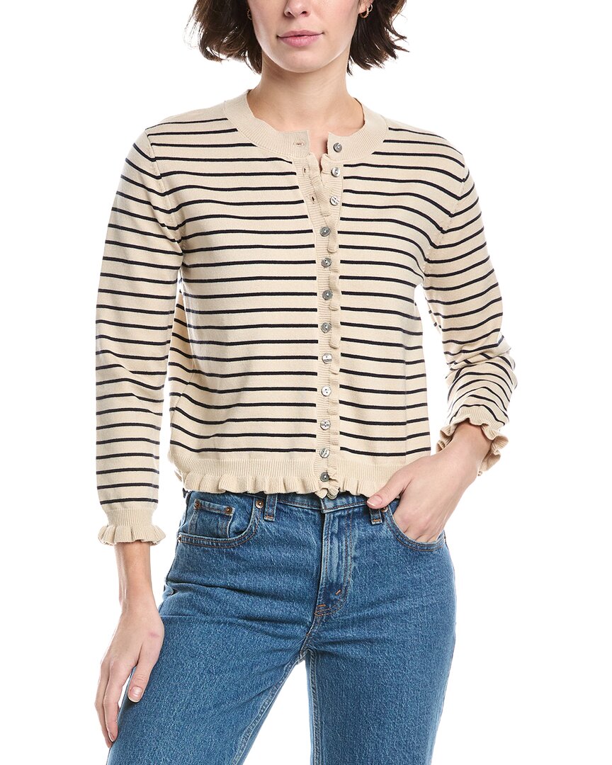 Lyra & Co Stripe Cardigan In Tan