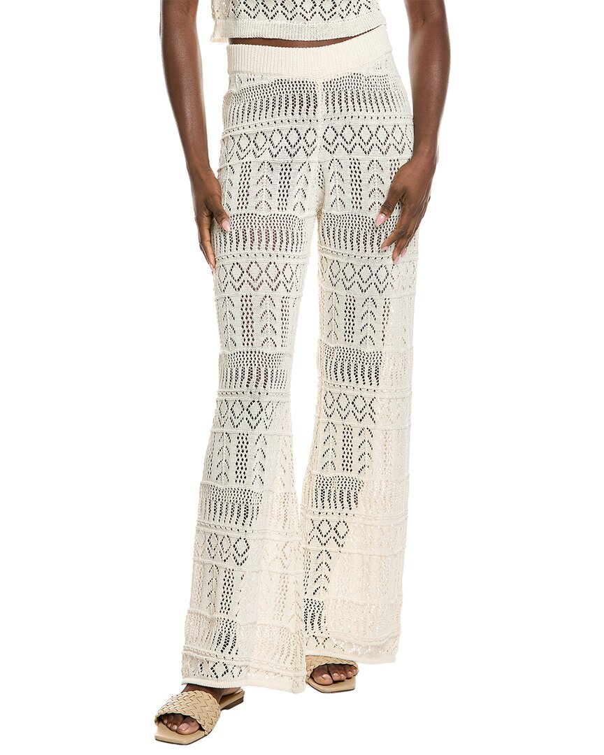 Elan Crochet Wide Leg Pant In Neutral