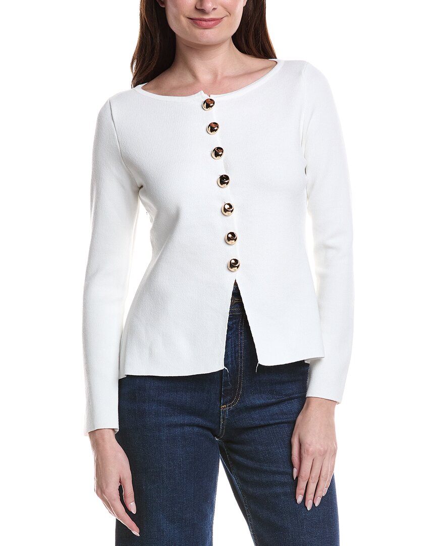 Anna Kay Bouton Cardigan In White