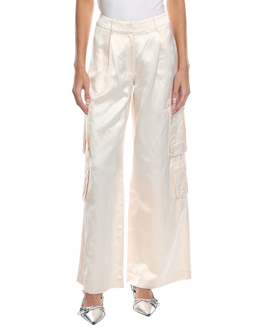 Self-portrait Satin Cargo Trouser In White