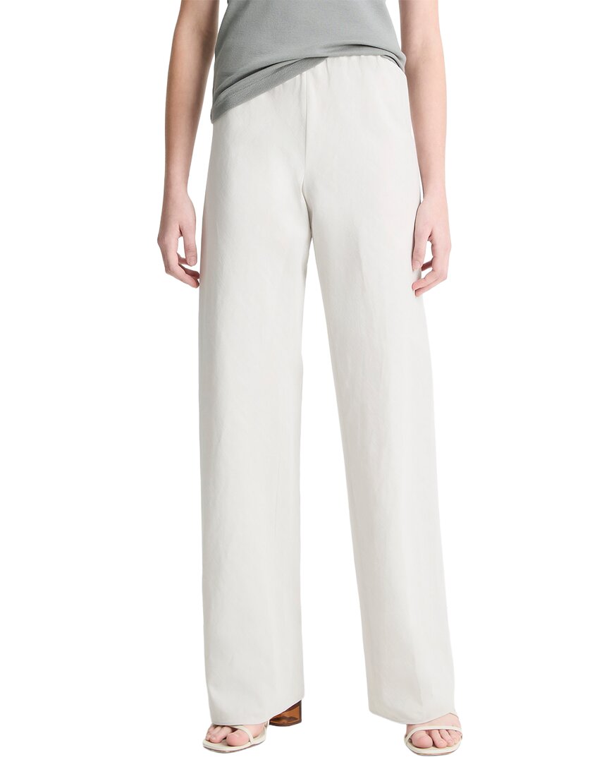 Vince Linen-blend High Waist Cotton Bias Pant In White