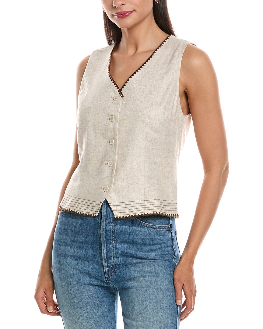 Nanette Lepore Nanette  Sleeveless Linen-blend Blouse In Grey