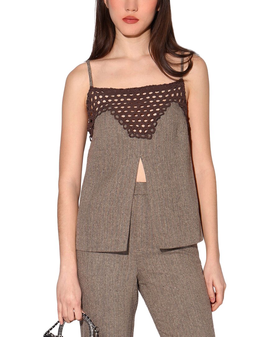 Walter Baker Sabine Mixed Media Camisole In Brown