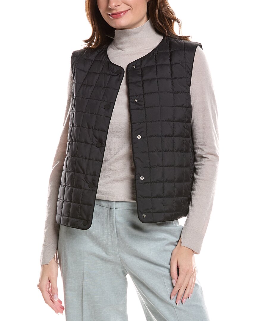 Lafayette 148 New York Reversible Crewneck Quilted Vest In Black