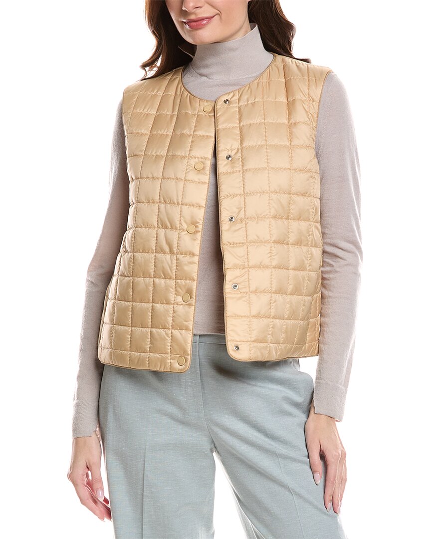 Lafayette 148 New York Reversible Crewneck Quilted Vest In Brown