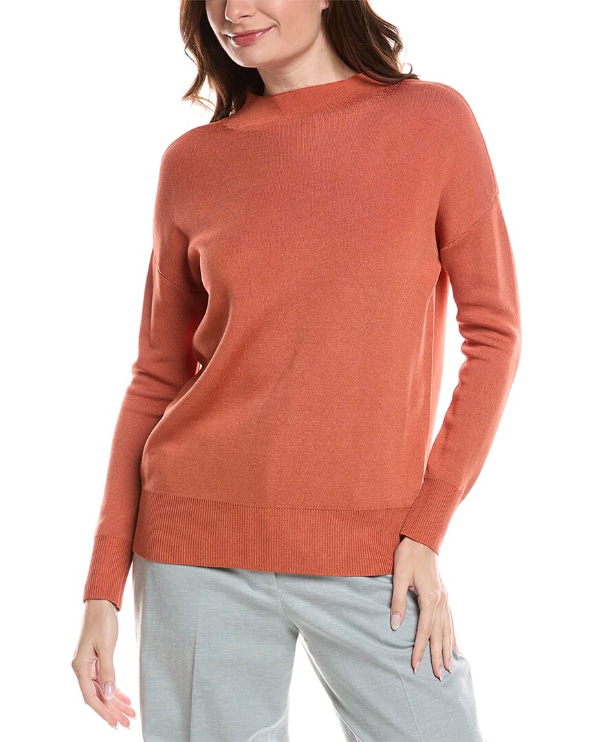 Lafayette 148 New York Relaxed Wide Stripe Sweater In Orange