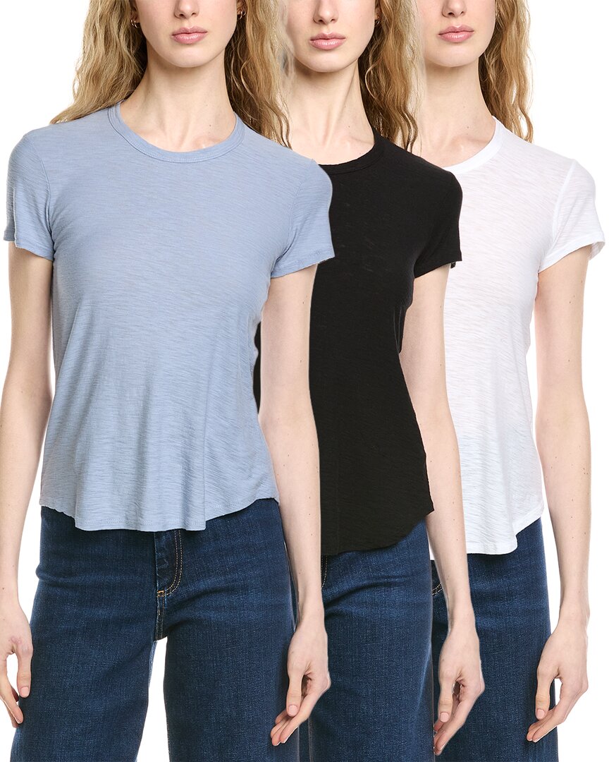 James Perse 3pk Crew Shirt In Multi