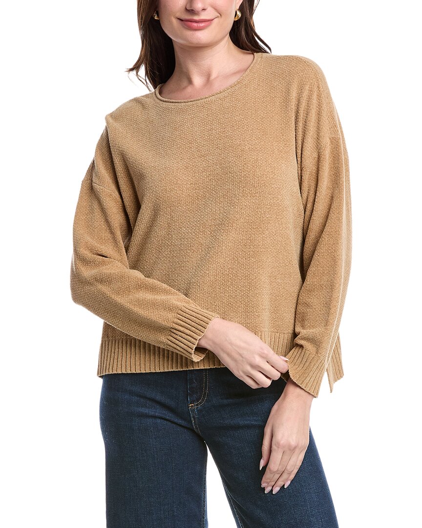 Eileen Fisher Jewel Neck Sweater In Brown