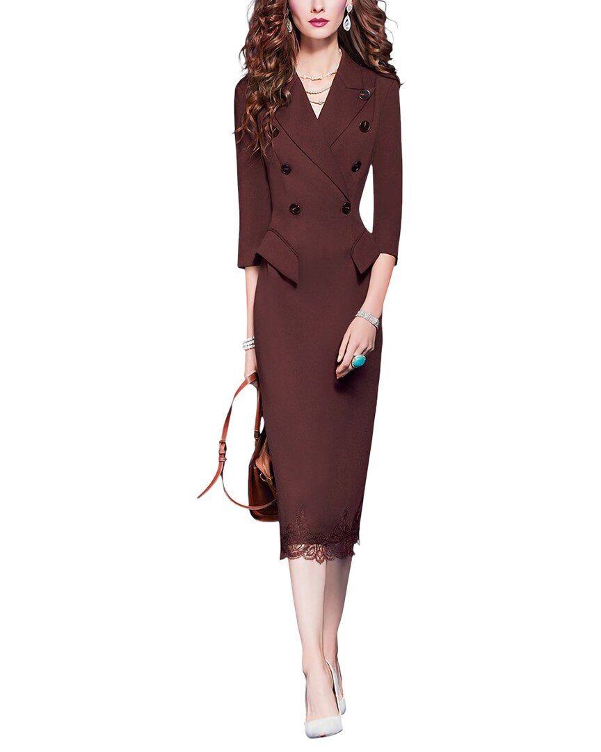 Vera Dolini Midi Dress In Brown