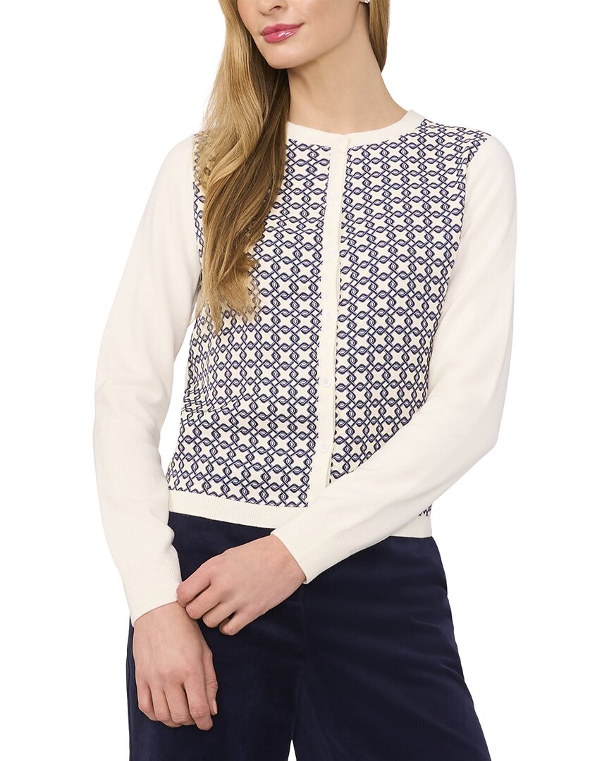 Ted Baker Woven Wool-blend Cardigan In White