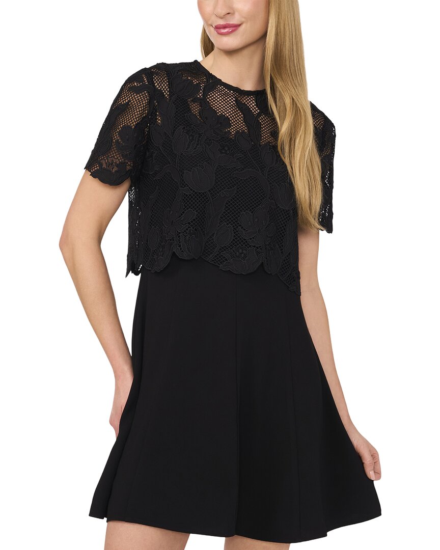 Ted Baker Lace Overlay Crepe Minidress In Black
