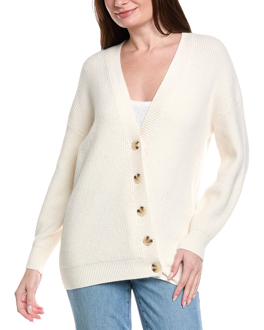 525 America Evelyn Asymmetrical Luxe Oversized Cardigan In White