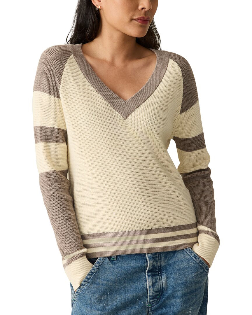 Faherty Throwback Cashmere-blend V-neck Sweater In Brown