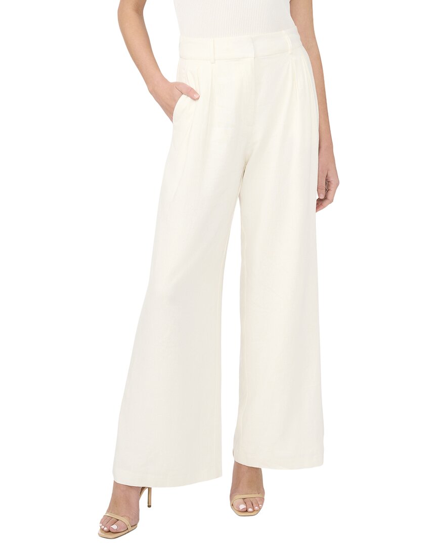 Ted Baker Beatrice Pleated Wide Leg Linen-blend Trouser In White