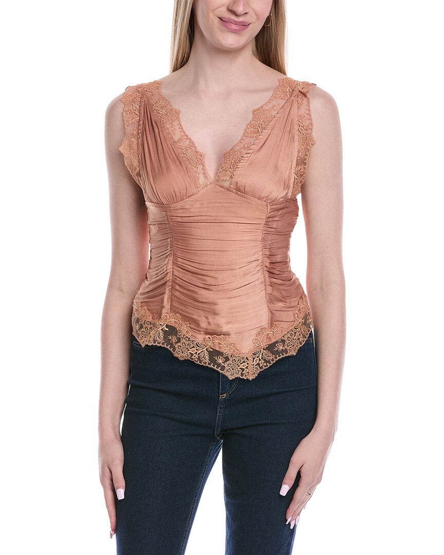 Free People Elena Lace Tank In Brown
