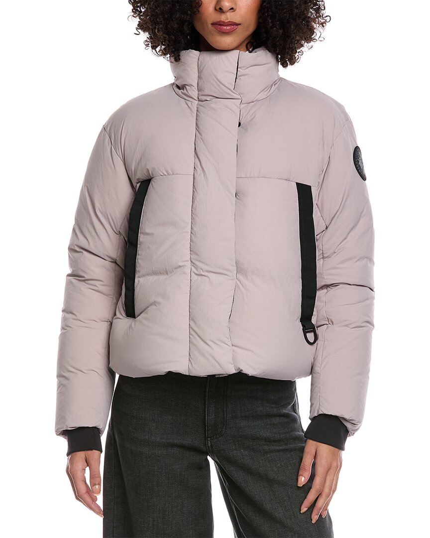 Canada Goose Junction Cropped Black Label Puffer Coat In Pink