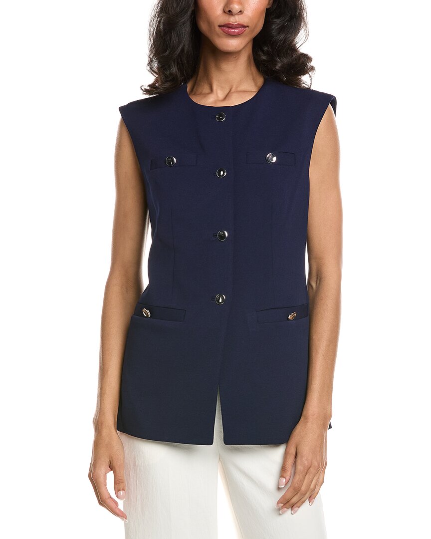 Anne Klein Heavy Cool Crepe Vest In Blue