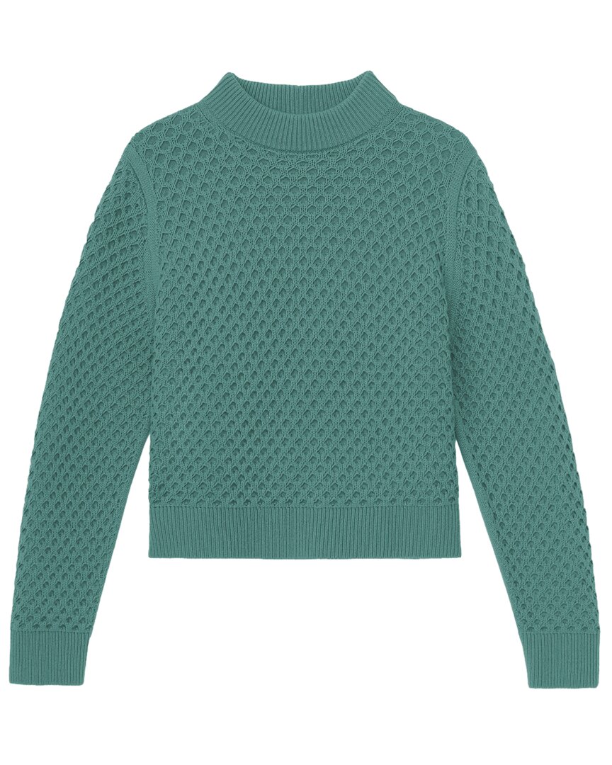 Lafayette 148 New York Textured Stitch Drop Shoulder Wool & Cashmere-blend Sweater In Green