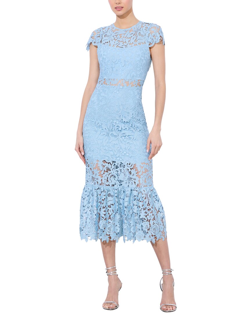 Alice And Olivia Clover Open Back Lace Dress In Blue