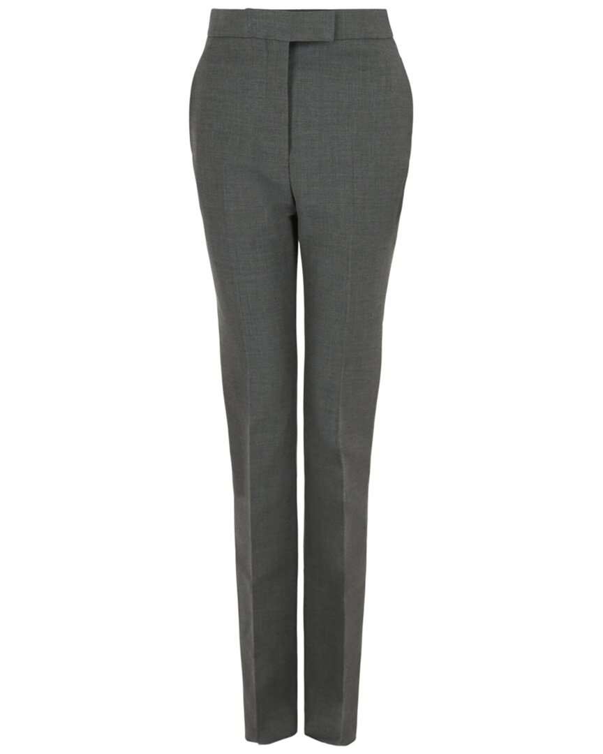Ferragamo Straight Leg Wool Trouser In Grey