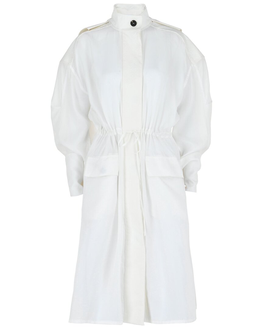 Ferragamo Hooded Trench Coat In White