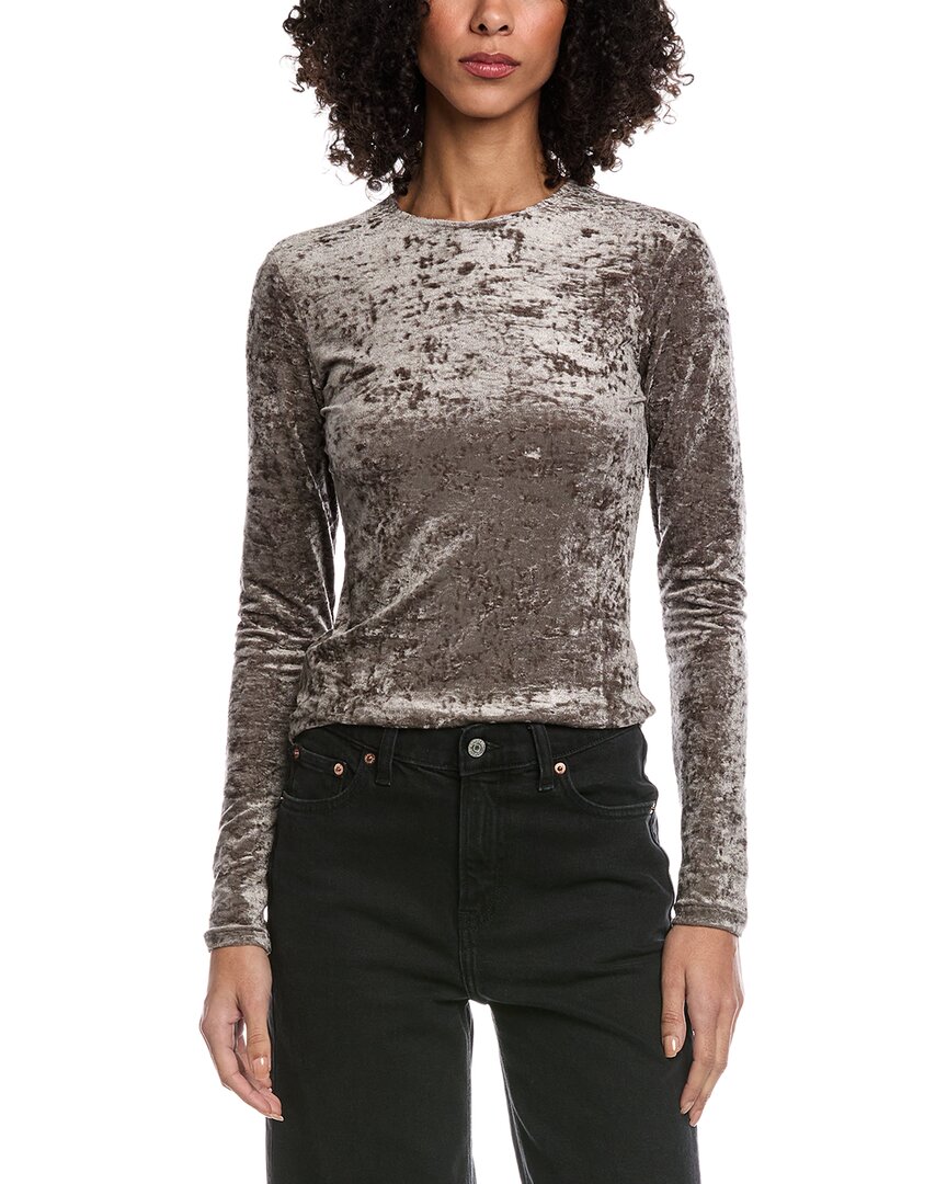 Frame Denim Crushed Velvet Top In Gray