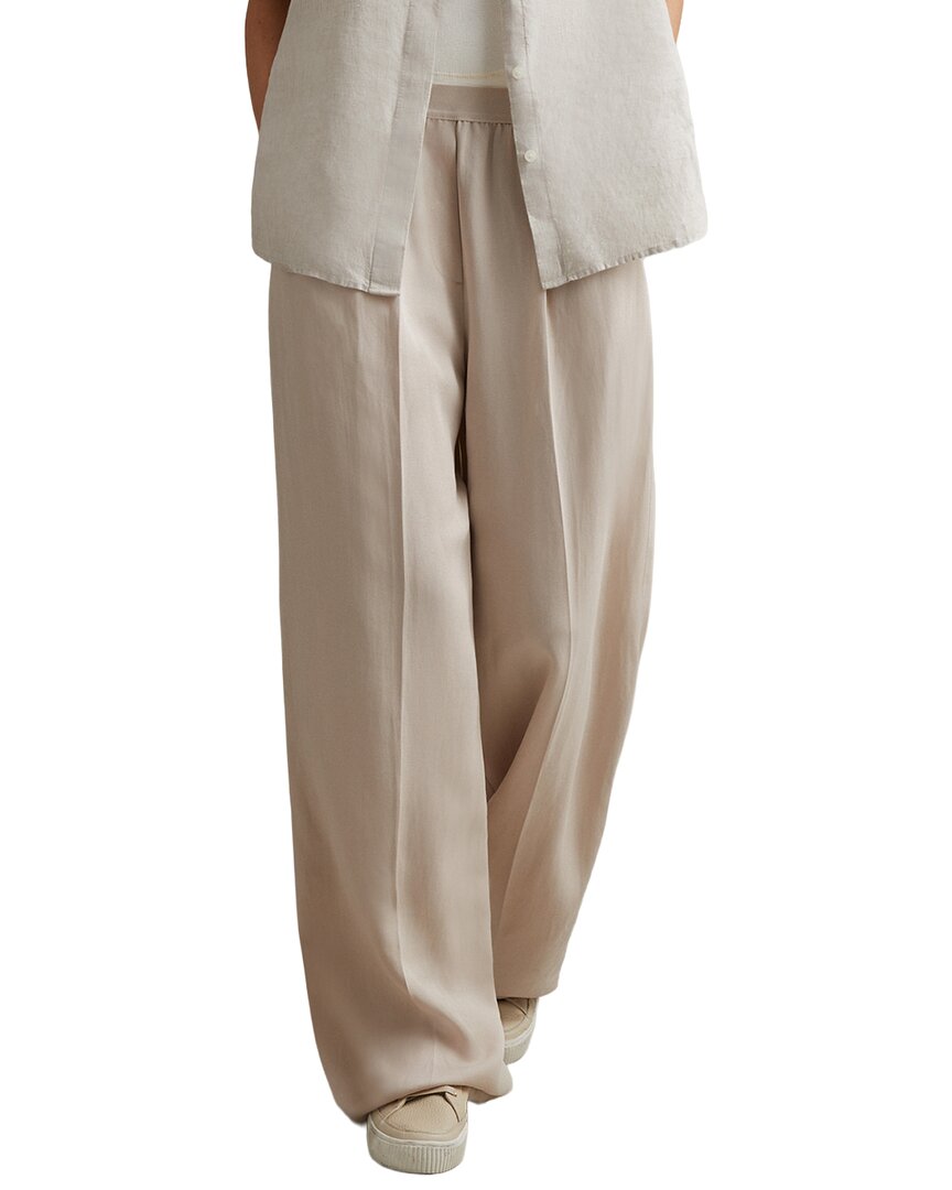 Reiss Vera Waistband Linen-blend Wide Leg Pant