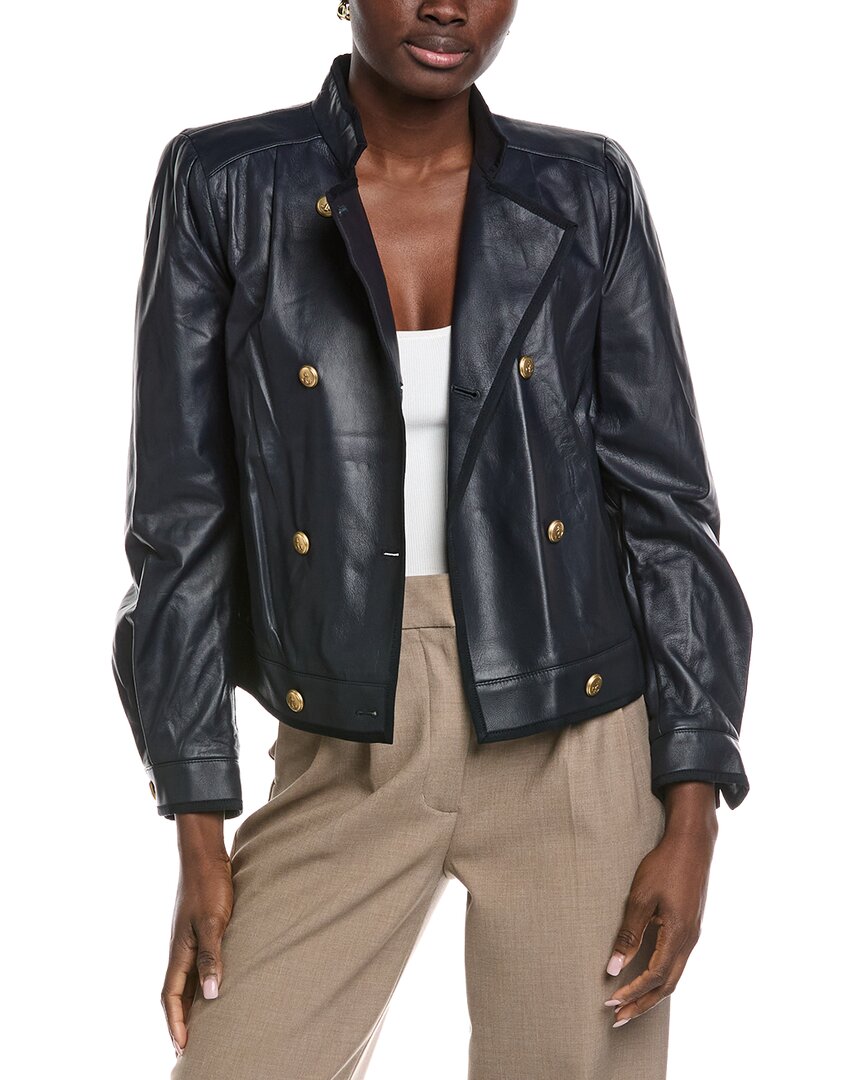 Akris Marissa Leather Jacket In Blue