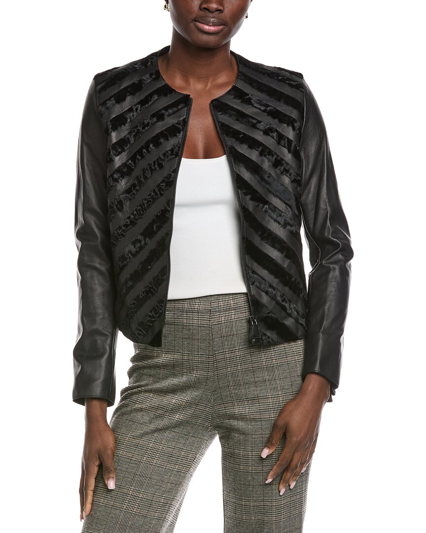 Akris Rosalie Silk-lined Leather Jacket In Black