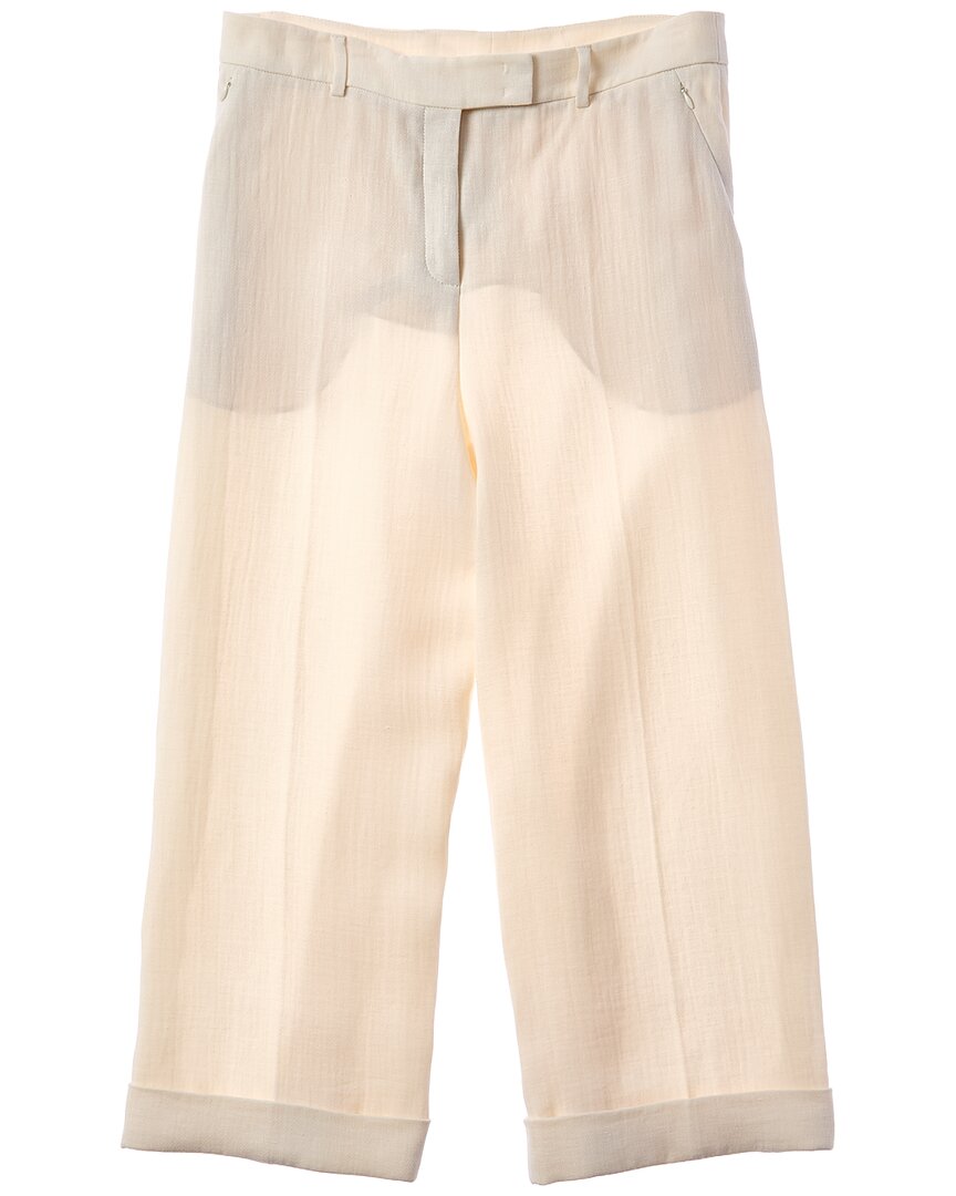 Akris Florella Linen & Wool-blend Pant In Tan