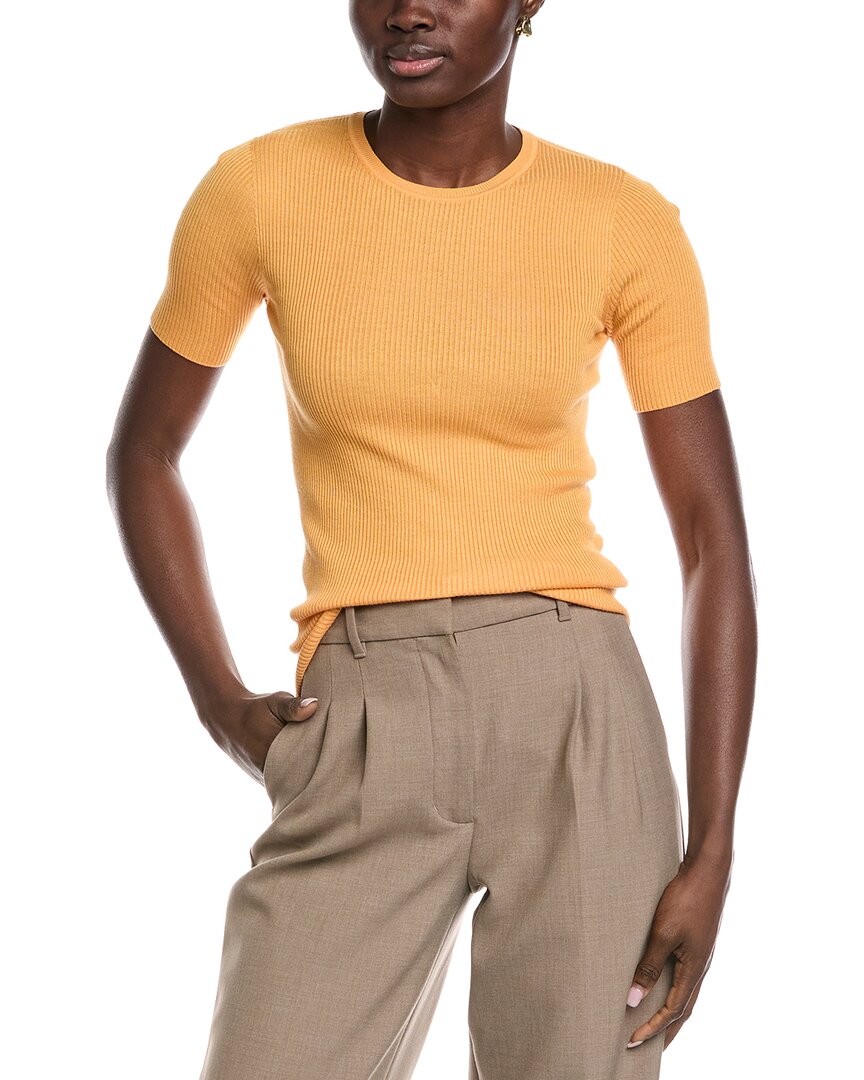 Akris Ribbed Silk-blend Top In Yellow
