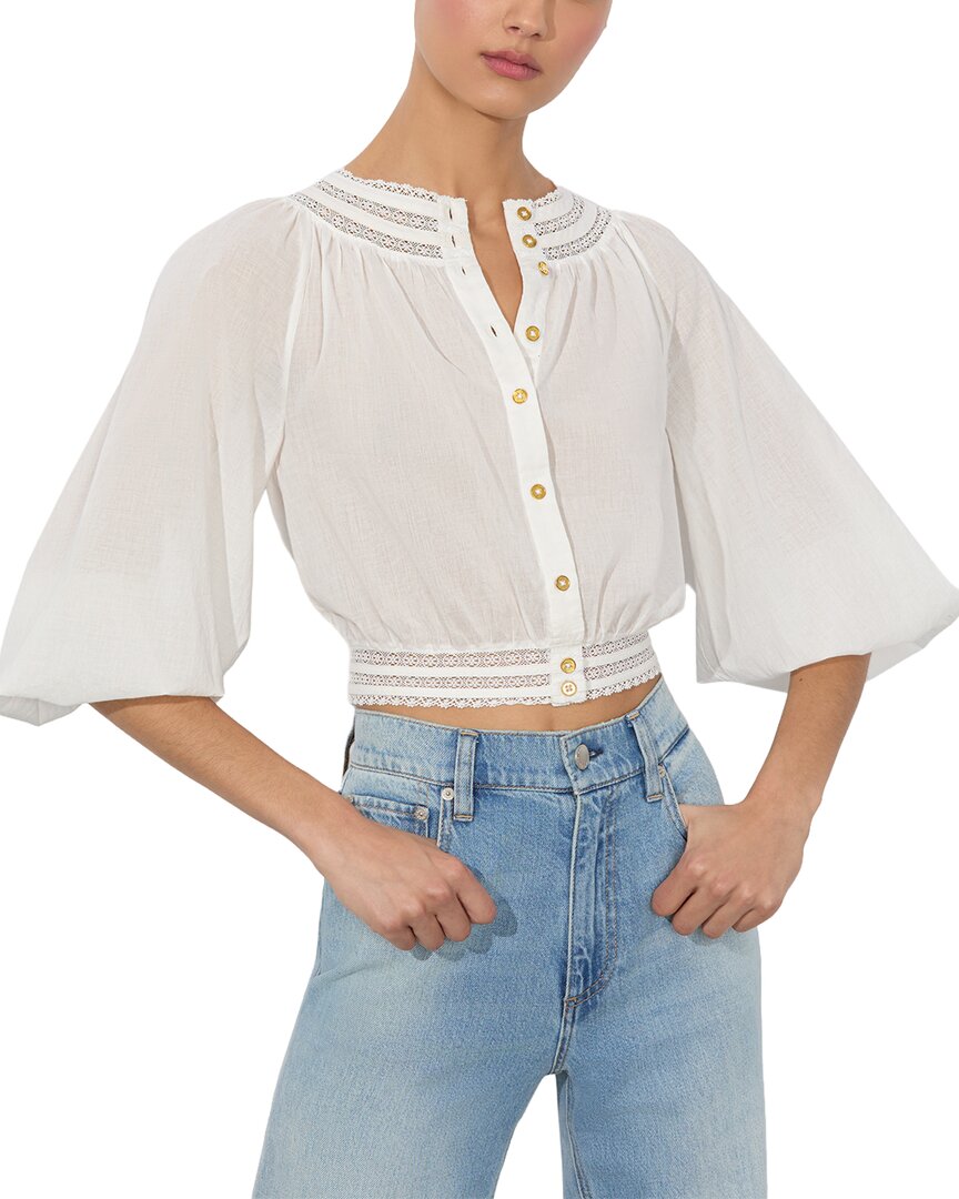 Alice And Olivia Cherelle Blouse In Off White In White