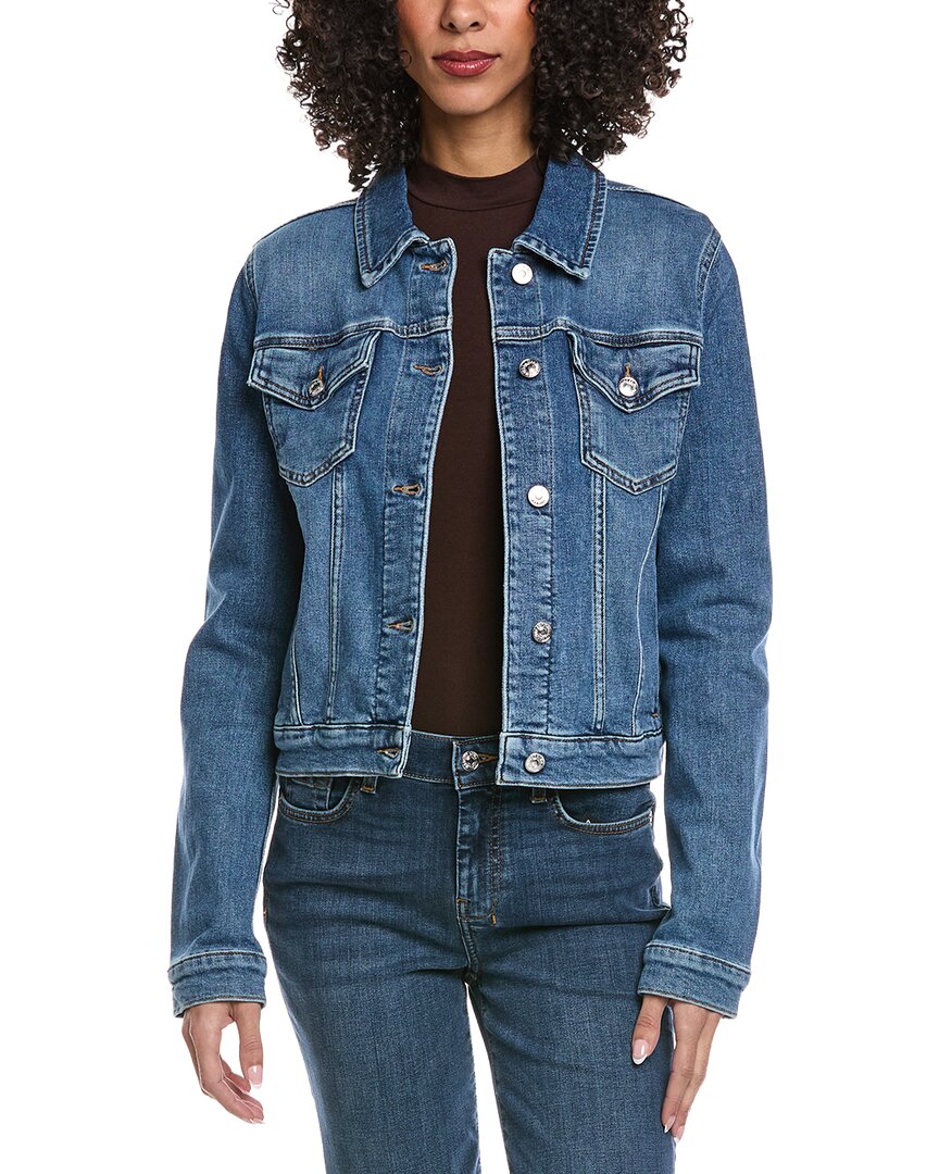 7 For All Mankind Classic Cropped Trucker Jacket In Blue