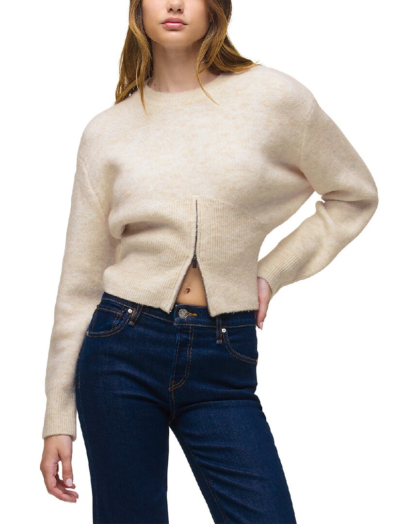 Hudson Jeans Lizbeth Front Zip Wool-blend Sweater In Oatmeal