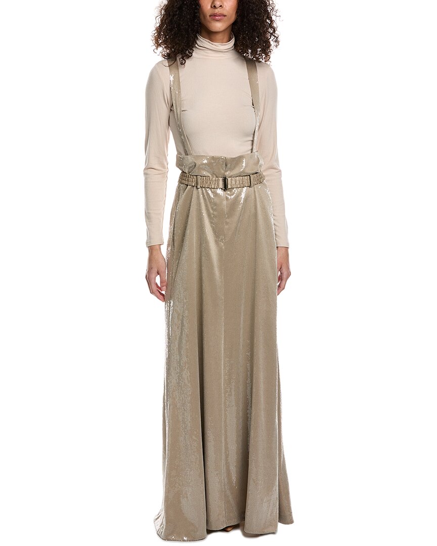 Brunello Cucinelli Silk-blend Maxi Skirt In Neutral