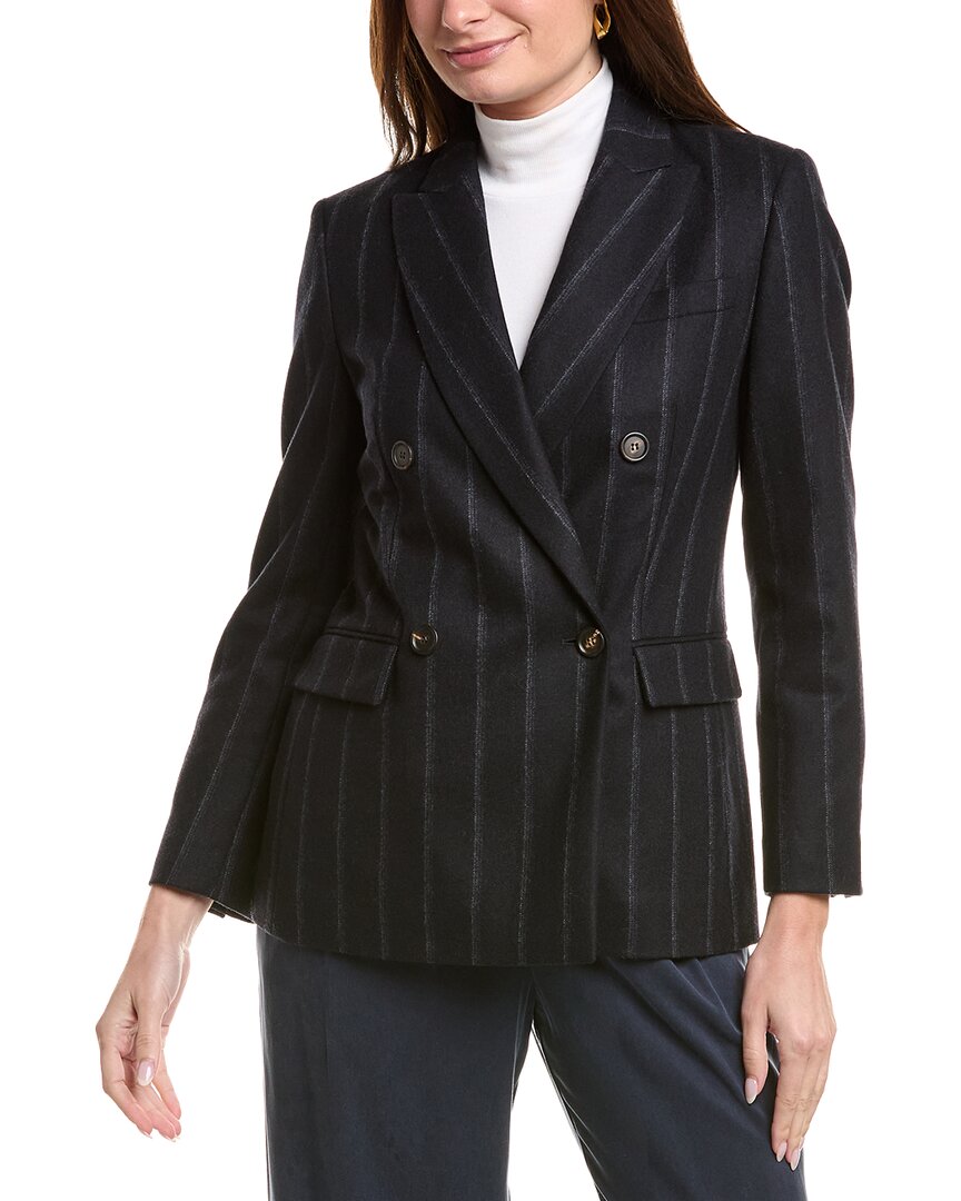Brunello Cucinelli Wool & Silk-blend Blazer In Black