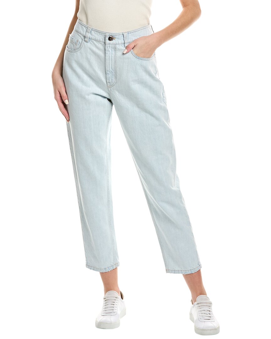 Brunello Cucinelli Light Wash Straight Jean In Blue