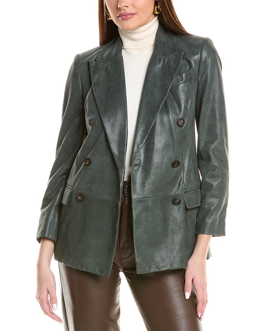 Brunello Cucinelli Suede Blazer In Green