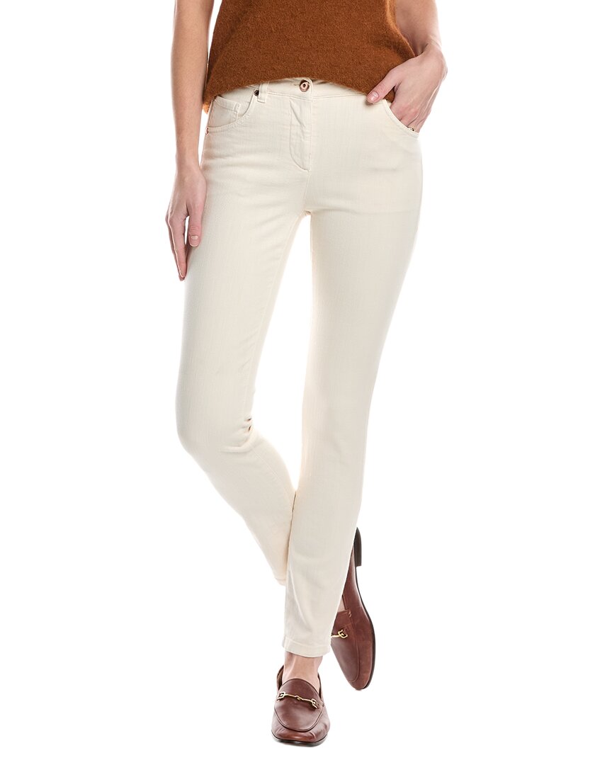 Brunello Cucinelli White High Waist Extra Skinny Jean In White
