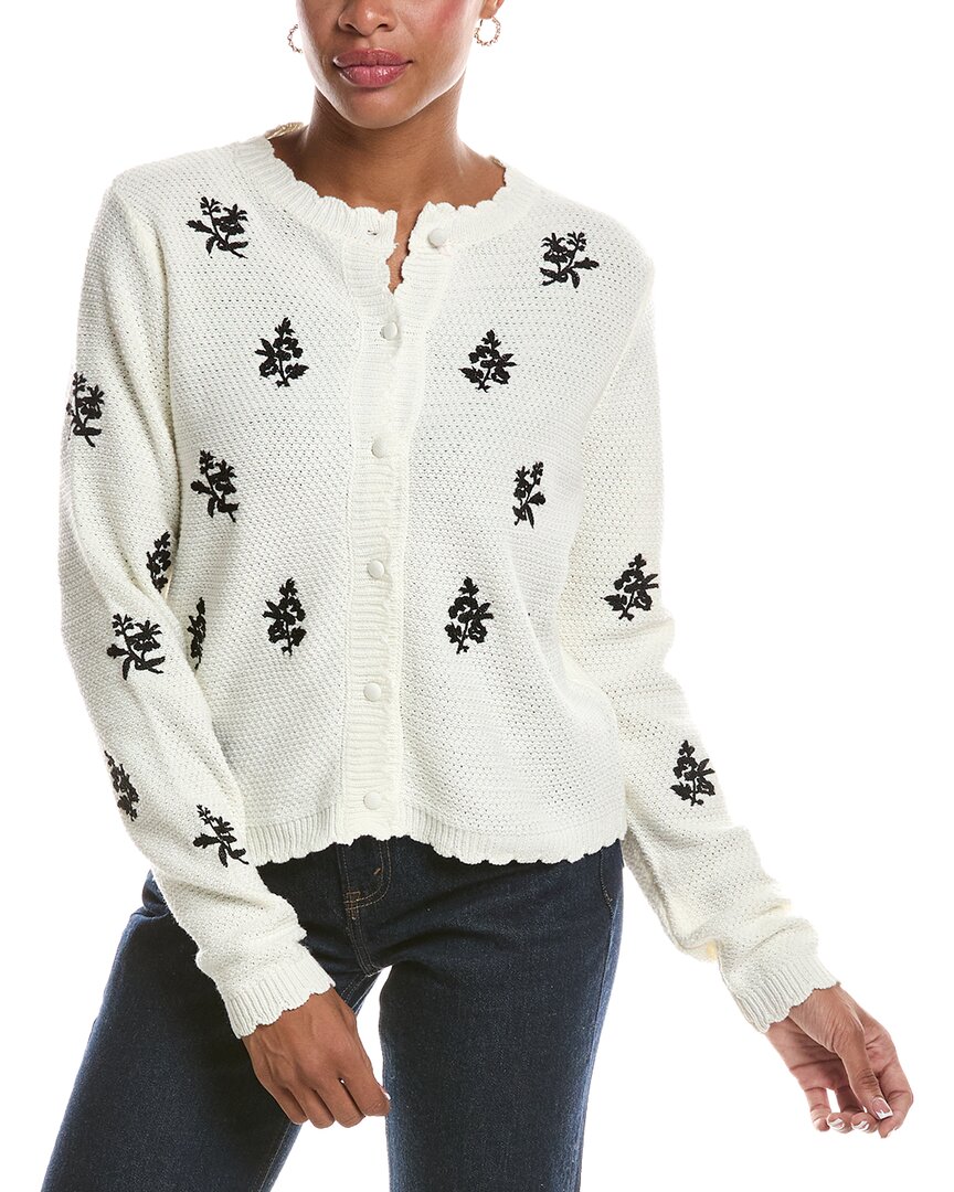 Rd Style Reen Long Sleeve Crewneck Cardigan In Ivory