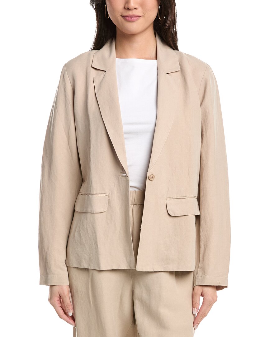 Eileen Fisher Linen & Silk-blend Blazer In Multi