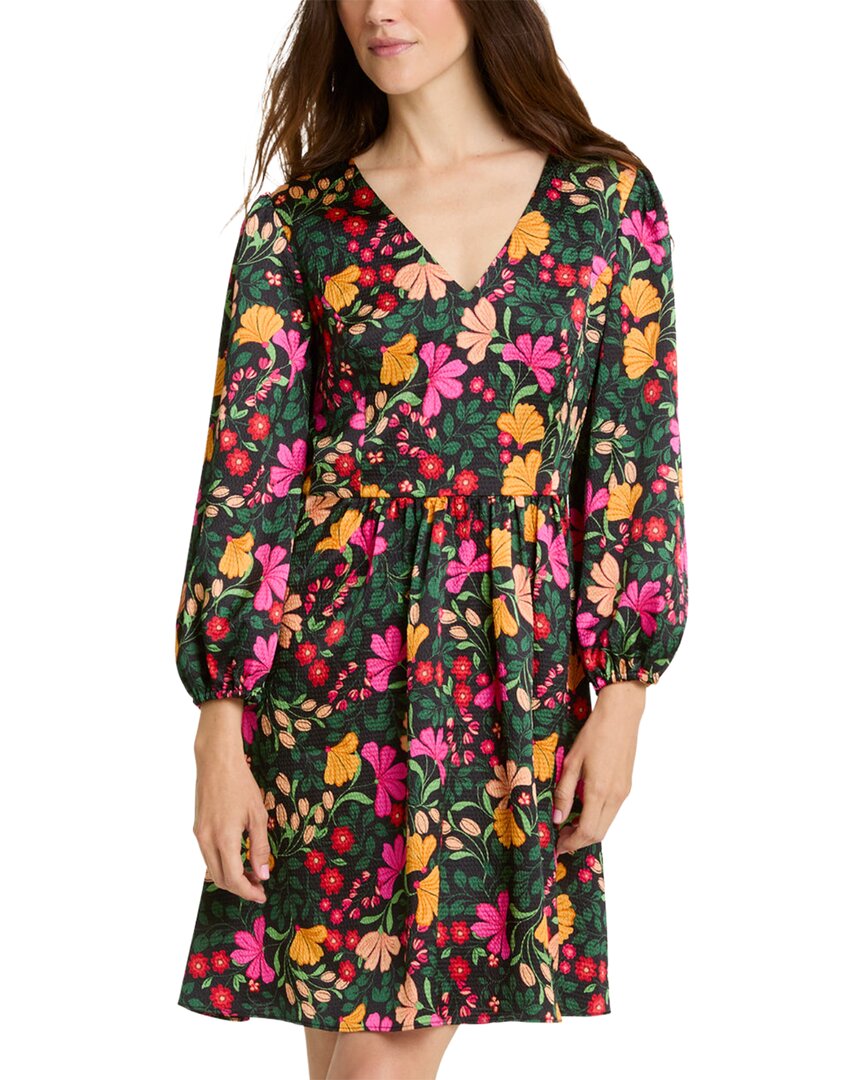 Draper James Connie Long Sleeve Dress In Black Multi